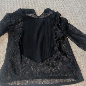 BCBGMaxAzria Black Lace Blouse TOP SHIRT LADIES SMALL S LK NEW $58